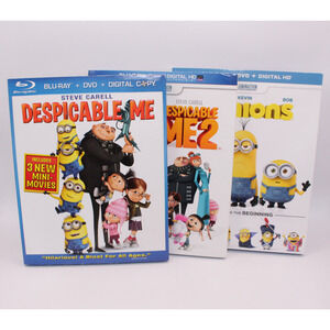 Despicable Me, Despicable Me 2, Minions Lot (Blu-ray) 3 Movies with Slipcover